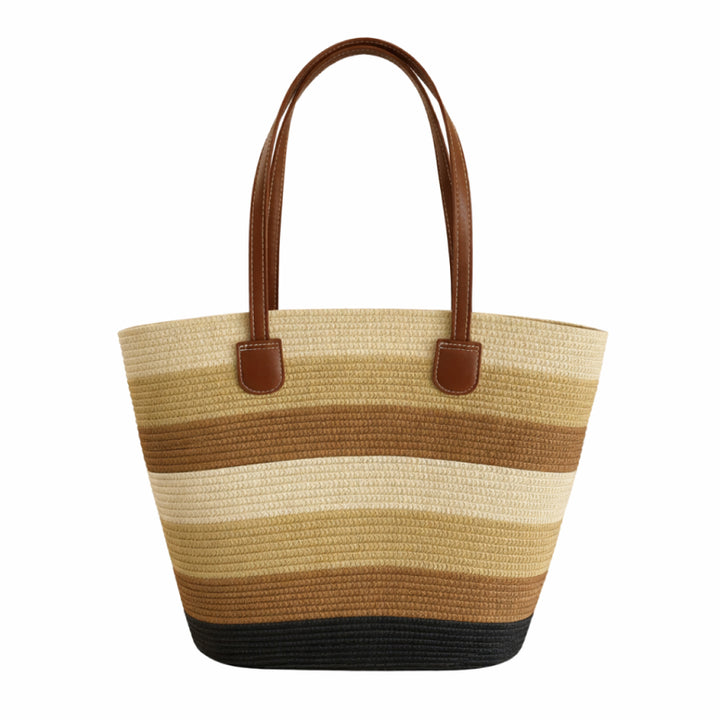 Sac de plage en paille rayé Essentials « Take It Outside »