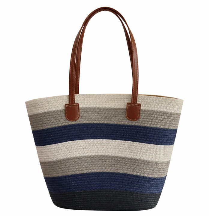 Sac de plage en paille rayé Essentials « Take It Outside »