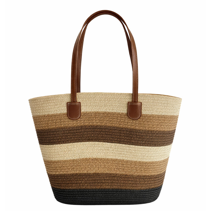 Sac de plage en paille rayé Essentials « Take It Outside »