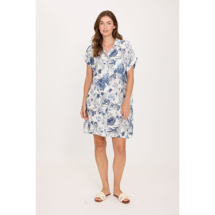Robe Chemise en Lin Pistache avec Poche Plaquée