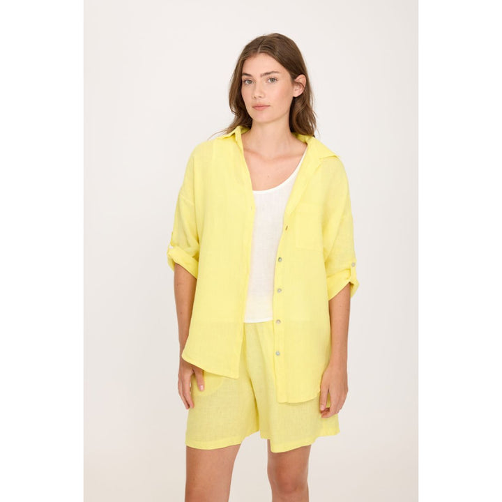 Short en lin pistache