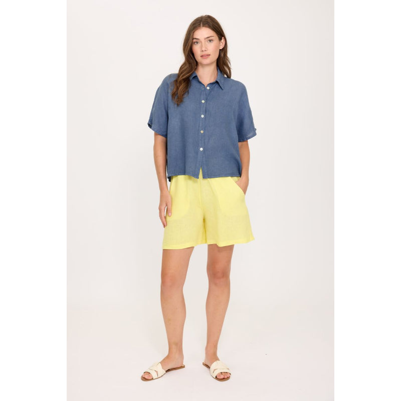 Short en lin pistache