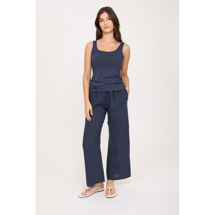 Pantalon droit en lin Pistache