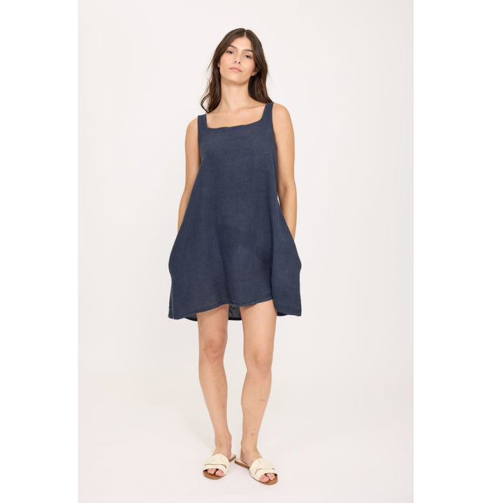 Robe chasuble en lin pistache