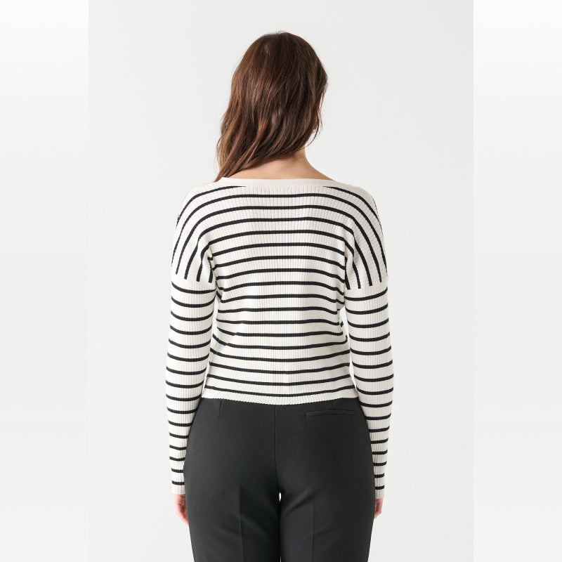 Black Tape Ribbed Stripe Cardigan