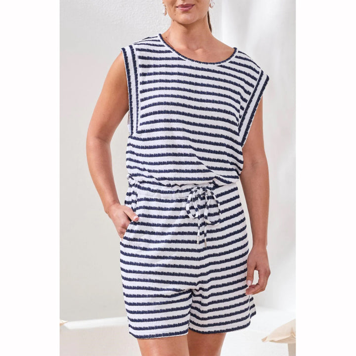 Barboteuse sans manches en tissu éponge Tribal avec ceinture à nouer