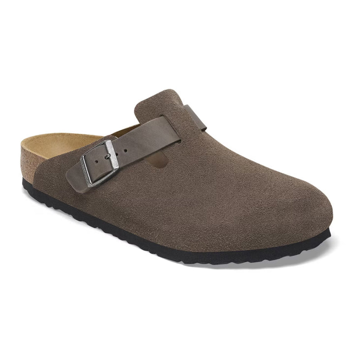 Birkenstock Boston Daim Gris Béton / Cuir Huilé - Normal