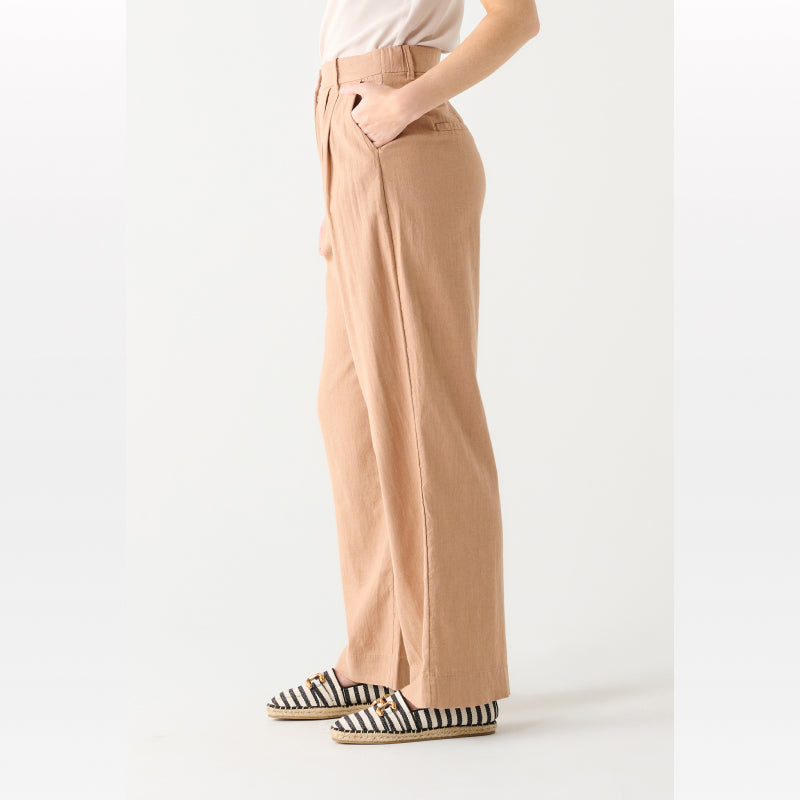 Black Tape High Waist Linen Wide Leg Trouser