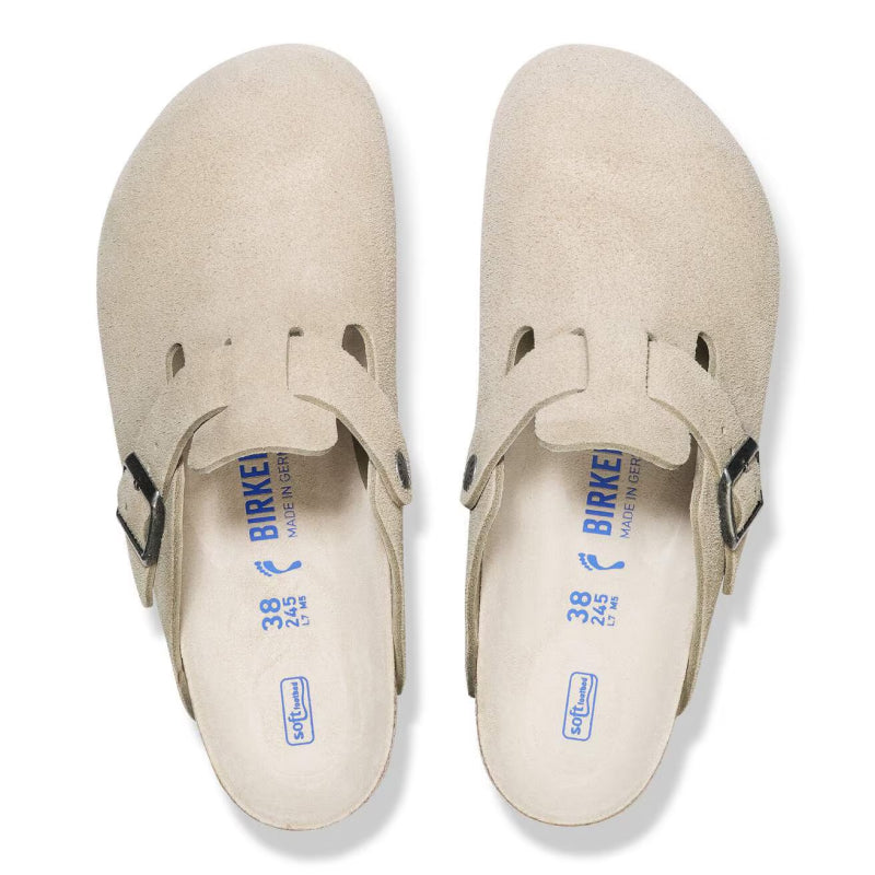 Birkenstock Boston Soft Footbed Daim Huître - Étroit