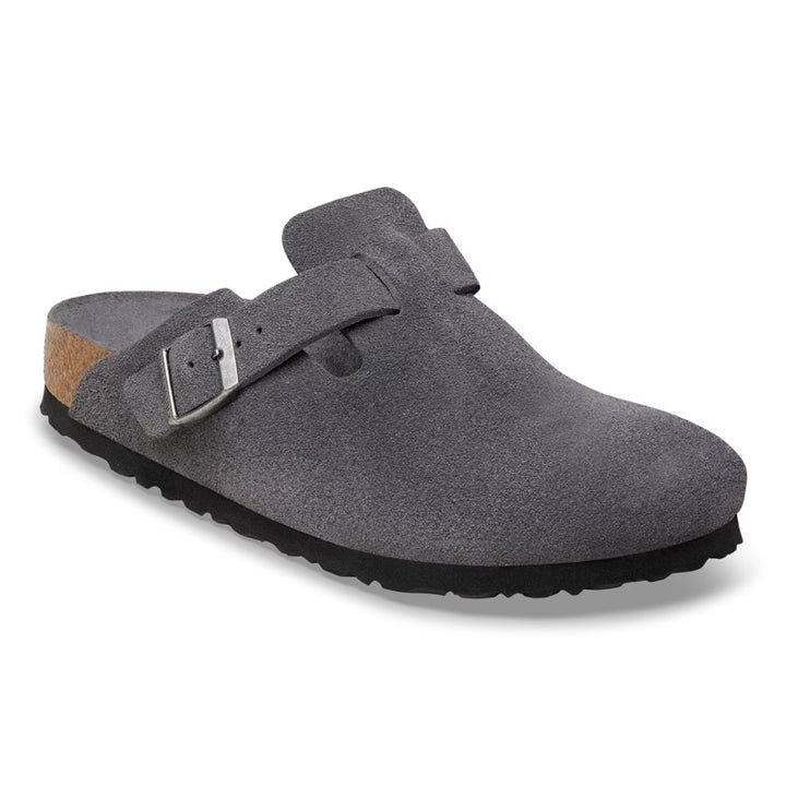 Birkenstock Boston Suède Charbon Doux - Largeur normale