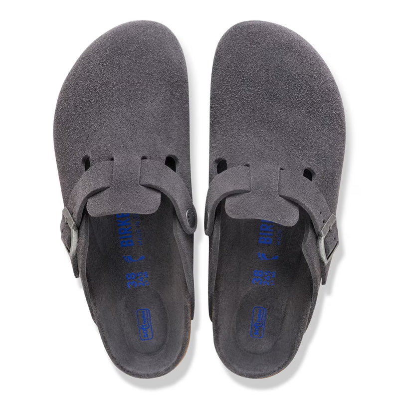 Birkenstock Boston Suède Charbon Doux - Largeur normale