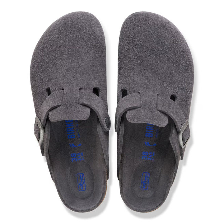 Birkenstock Boston Suède Charbon Doux - Largeur normale
