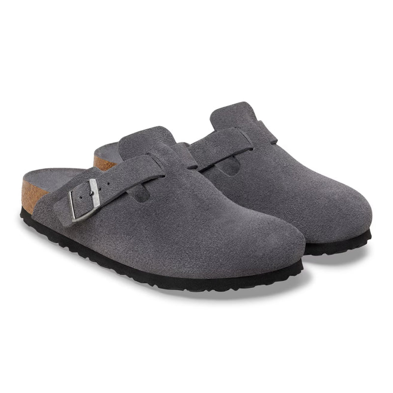 Birkenstock Boston Suède Charbon Doux - Largeur normale