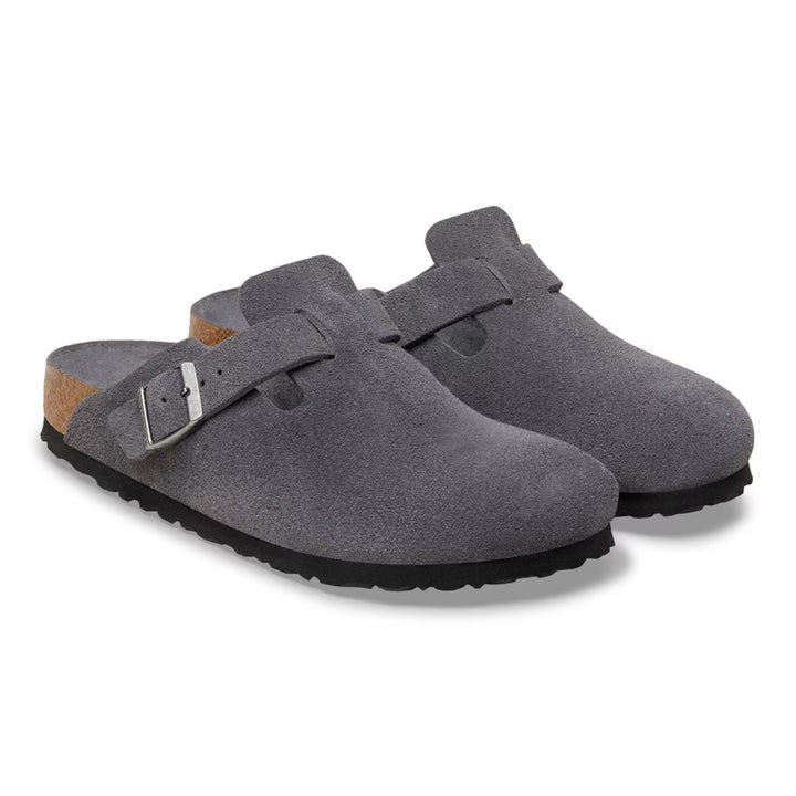Birkenstock Boston Suède Charbon Doux - Largeur normale