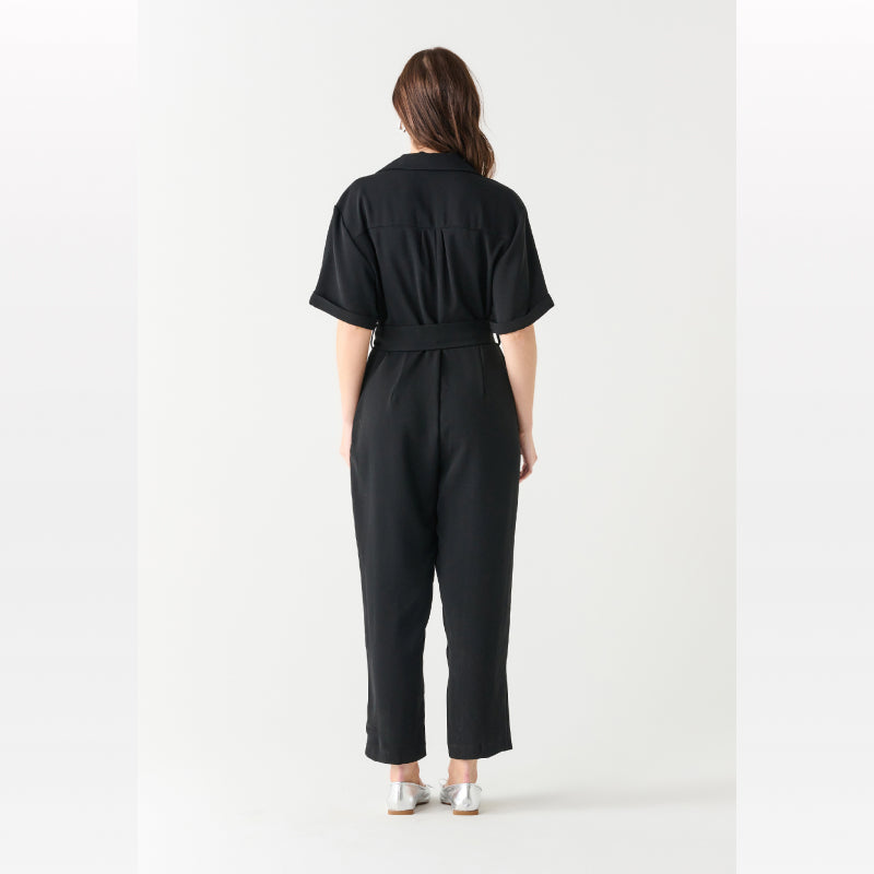 Black Tape Belted Utility Jumpsuit