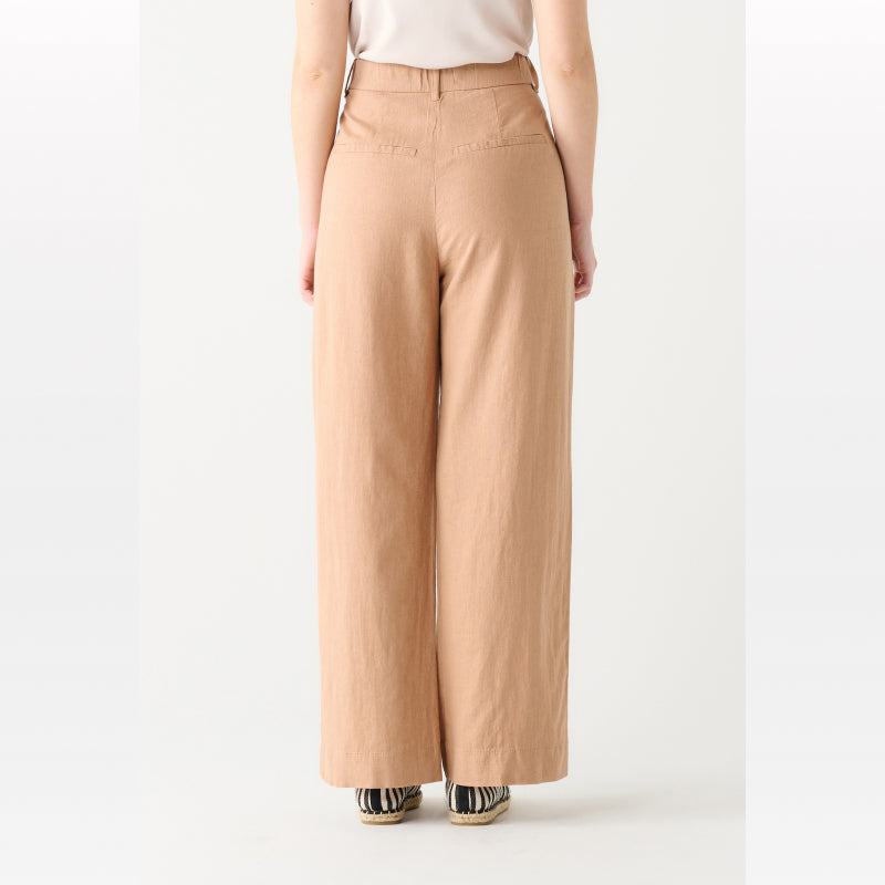 Black Tape High Waist Linen Wide Leg Trouser