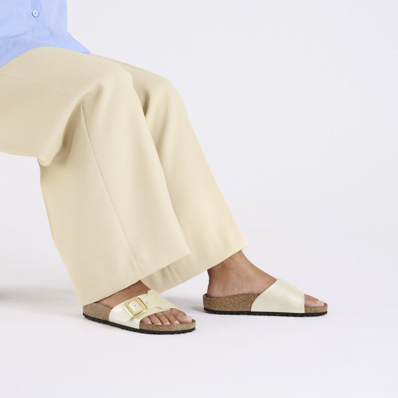 Birkenstock Catalina Luxe Boucle Perle Élégante Blanc Birko-Flor - Étroit