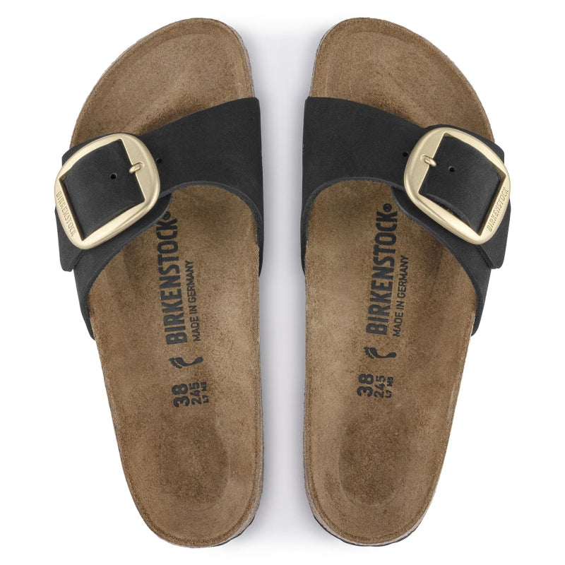 Birkenstock Madrid Big Buckle Noir Nubuck - Étroit