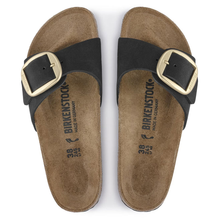 Birkenstock Madrid Big Buckle Noir Nubuck - Étroit