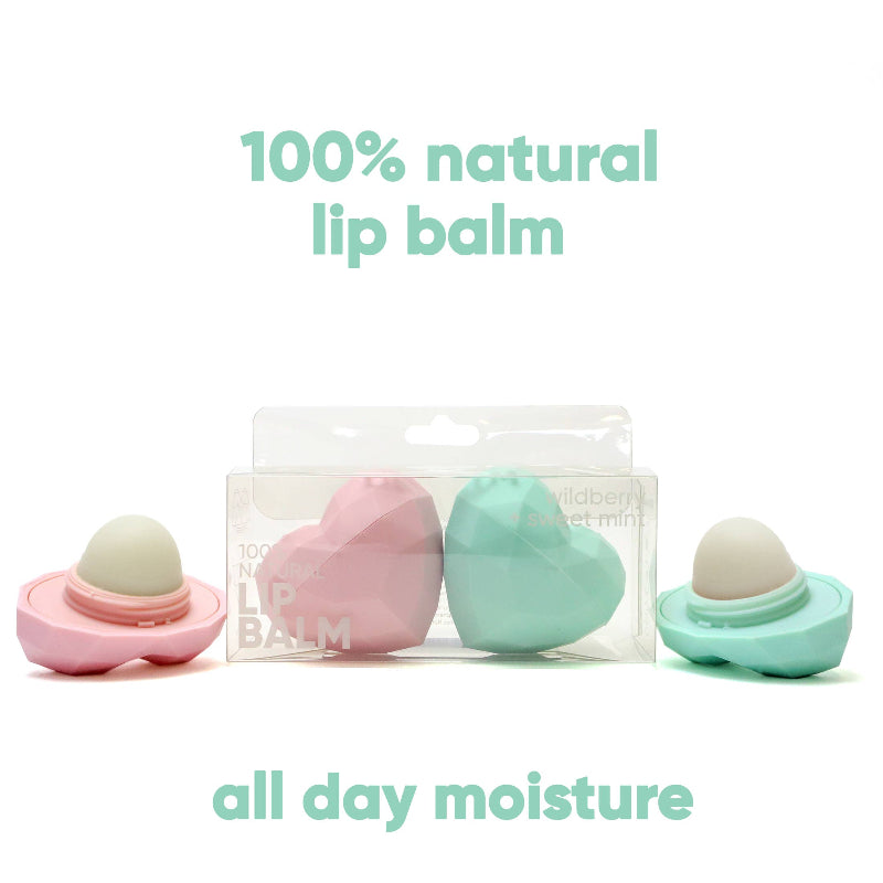 Baume à lèvres cœur Rebels Refinery, lot de 2, À suspendre, 100 % naturel, Menthe/Baie sauvage