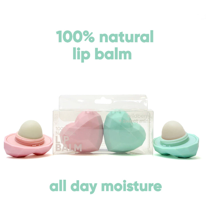 Baume à lèvres cœur Rebels Refinery, lot de 2, À suspendre, 100 % naturel, Menthe/Baie sauvage