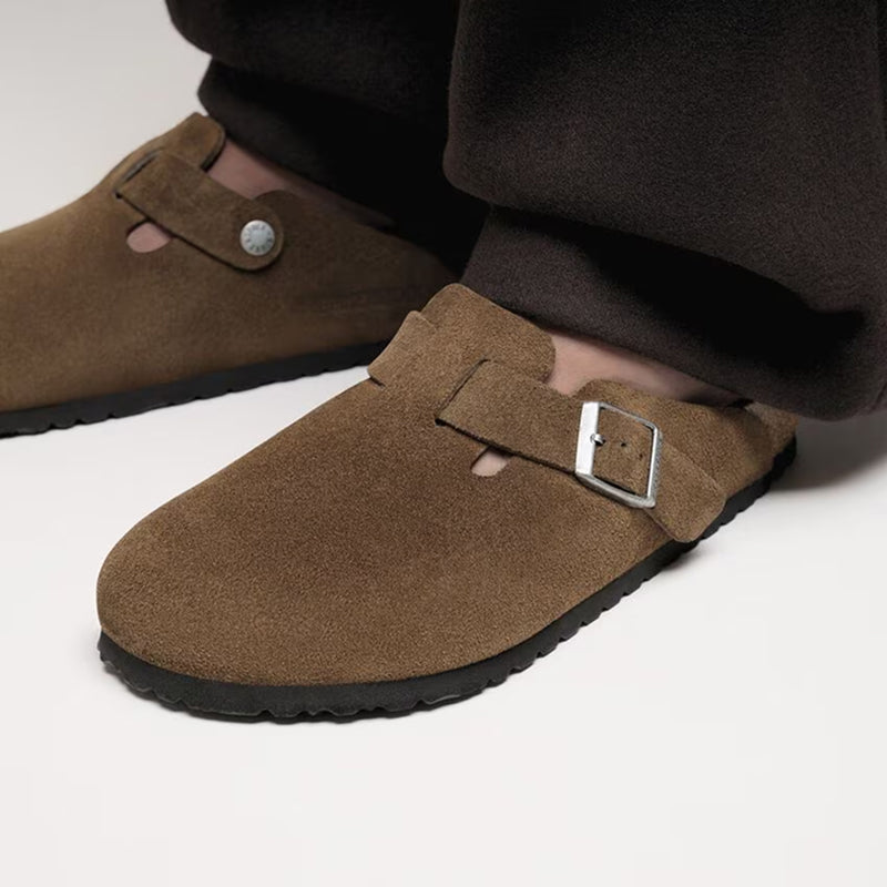 Birkenstock Boston Soft Footbed Suede Thé Foncé - Étroit