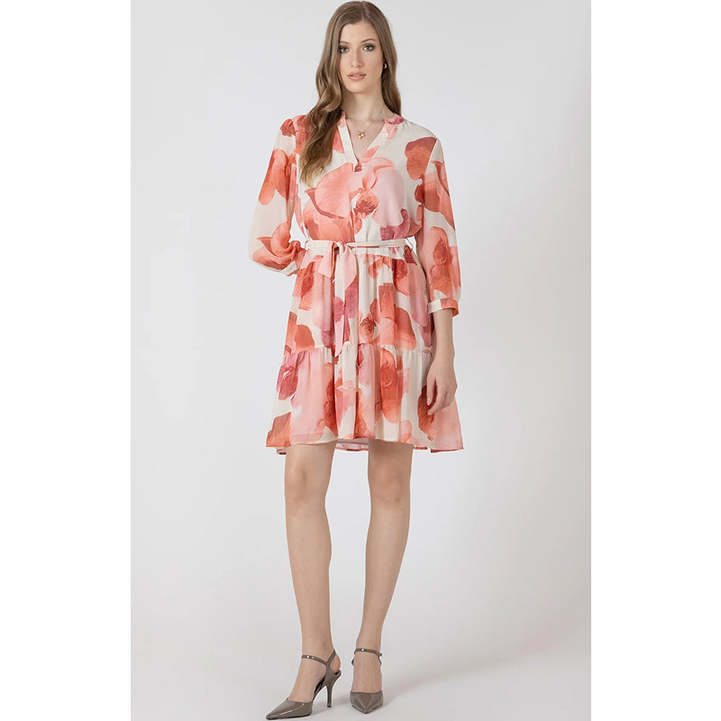 Robe longue étagée ceinturée en sergé noir