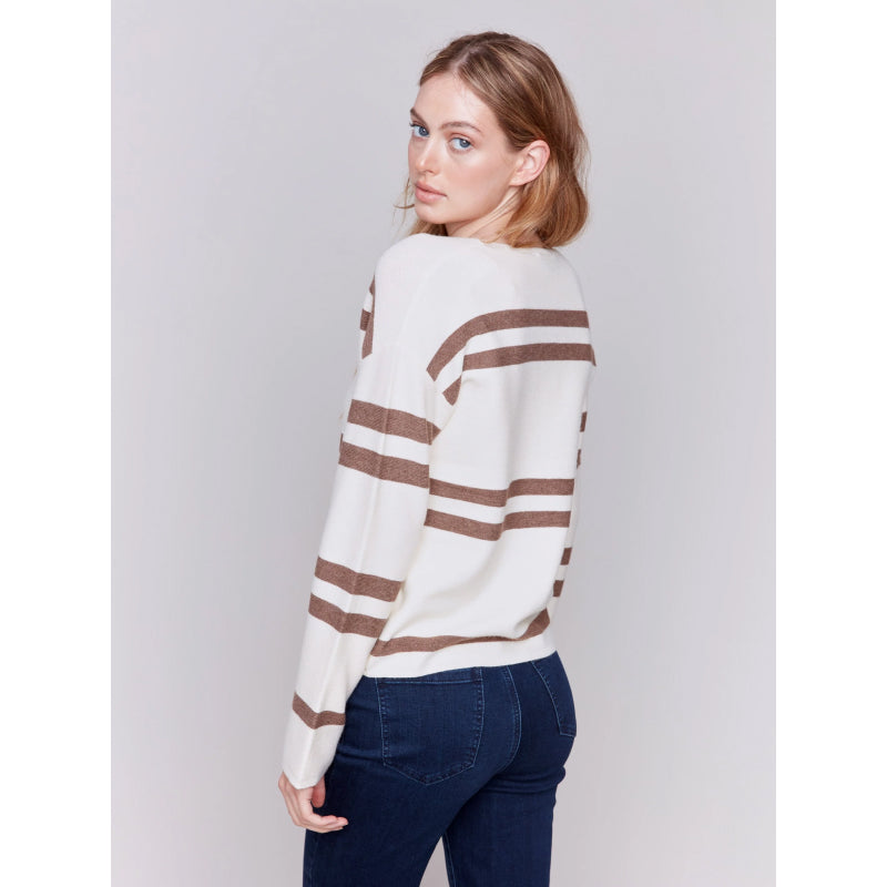 Charlie B Striped V-Neck Sweater