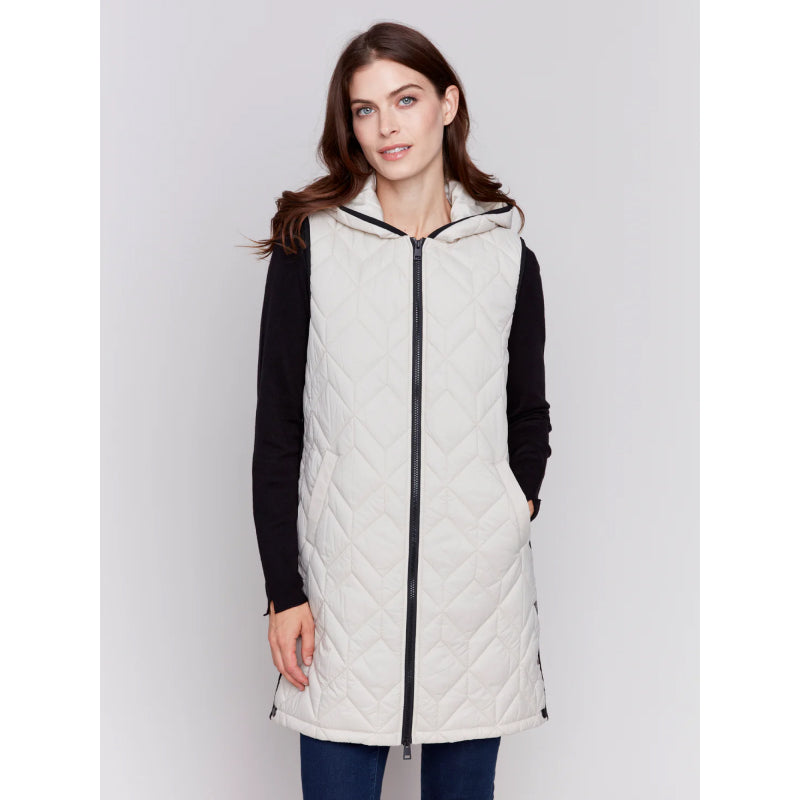 Charlie B Long Quilted Puffer Vest