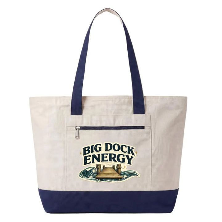 Coastal Canvas Zipper Tote Bag | Big Dock Energy