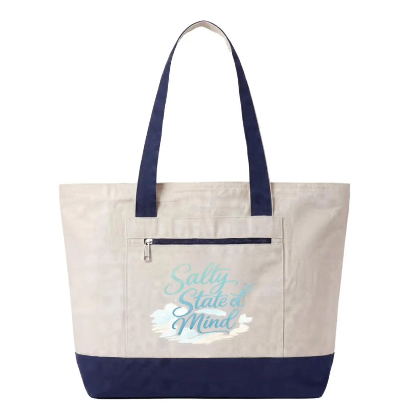 Coastal Canvas Zipper Tote Bag | Salty State of Mind