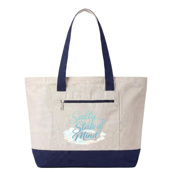 Coastal Canvas Zipper Tote Bag | Salty State of Mind
