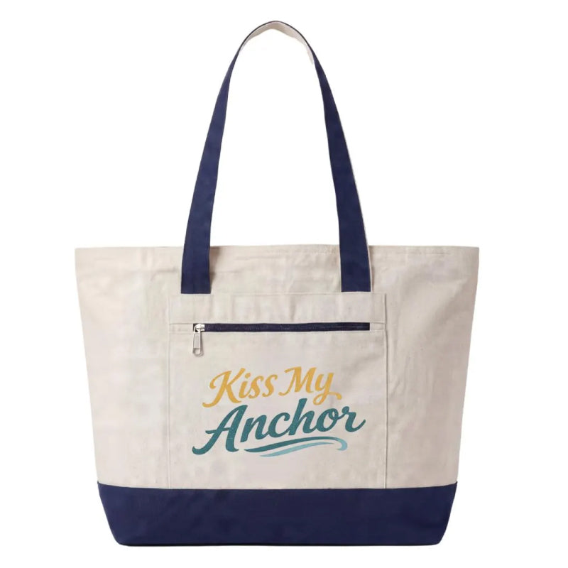 Coastal Canvas Zipper Tote Bag | Kiss My Anchor