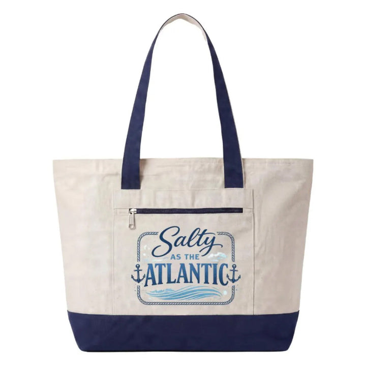 Coastal Canvas Zipper Tote Bag | Salty as the Atlantic
