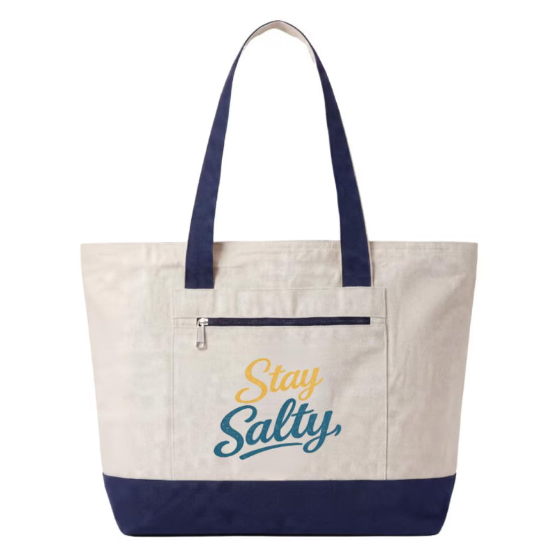 Coastal Canvas Zipper Tote Bag | Stay Salty