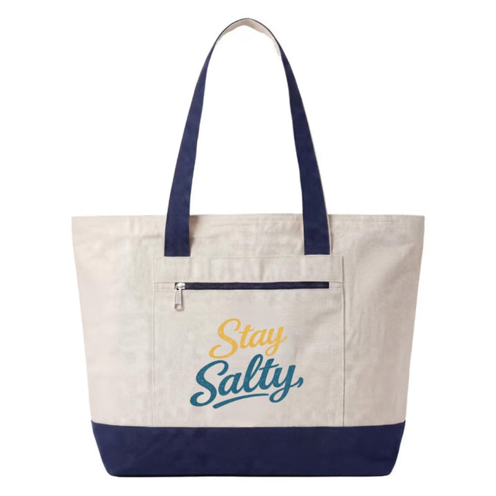 Coastal Canvas Zipper Tote Bag | Stay Salty