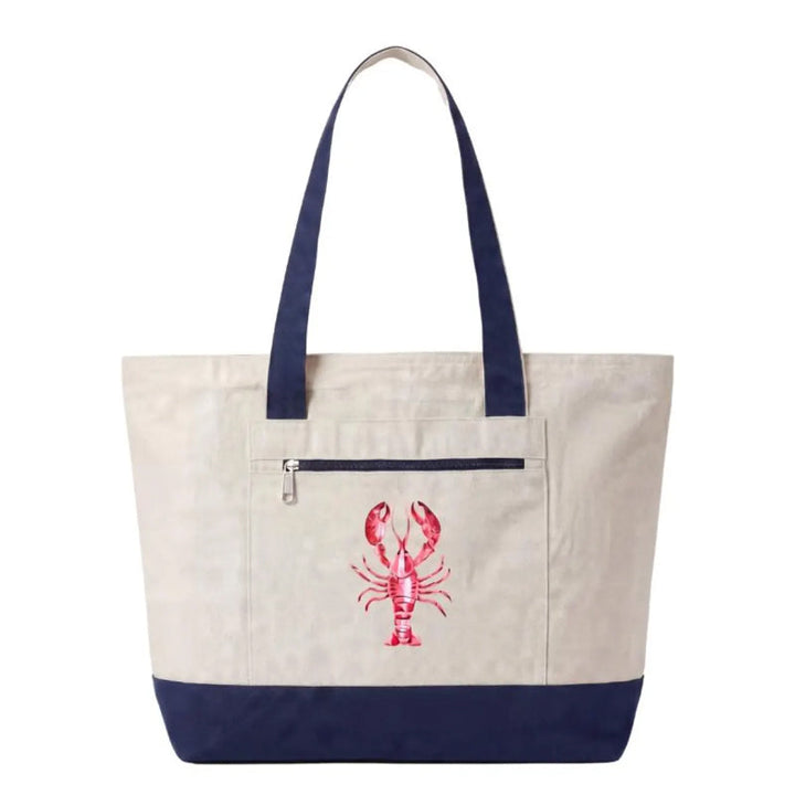 Coastal Canvas Zipper Tote Bag | Lobster