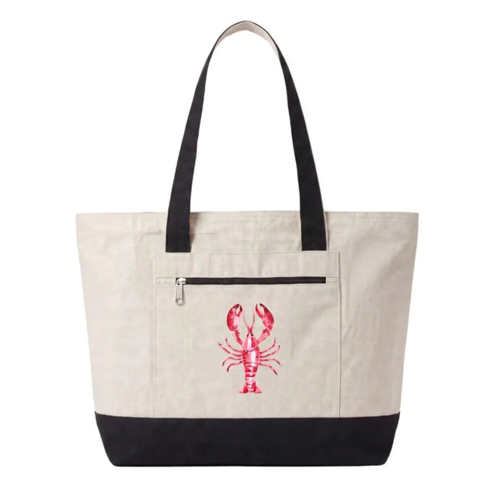 Coastal Canvas Zipper Tote Bag | Lobster