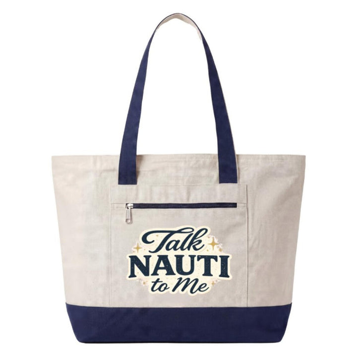 Coastal Canvas Zipper Tote Bag | Talk Nauti to Me