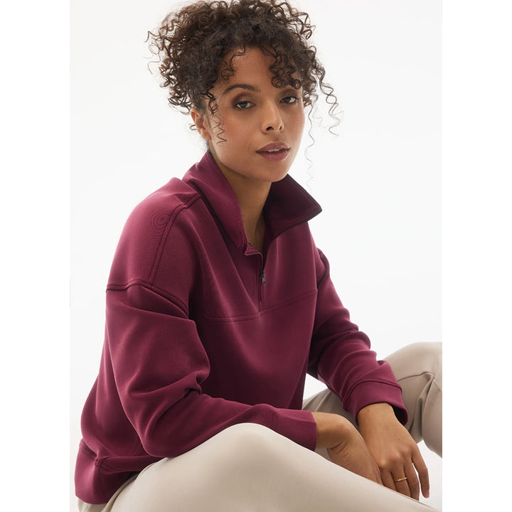 Haut 1/4 zip Figue Lierre femme