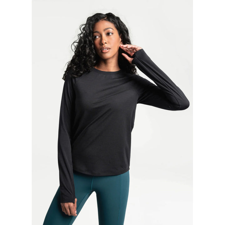 Lole Women's Performance Wool Long Sleeve - Black Beauty & Abalone