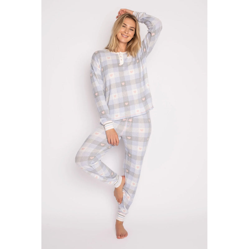 PJ Salvage Ski Jammie Classics - Blue Mist