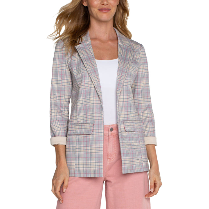 Liverpool Boyfriend Blazer with Princess Dart - Fuschia Kiss Plaid