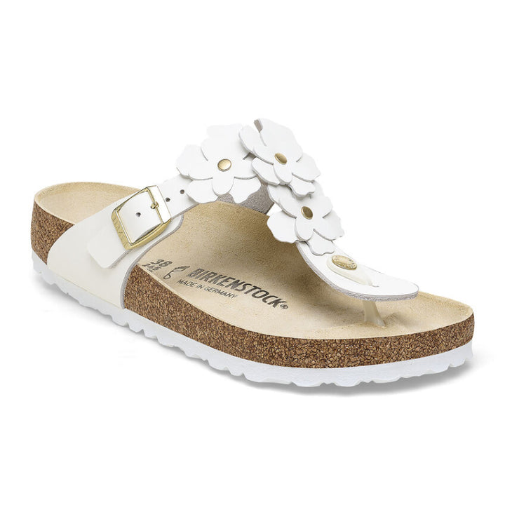 Birkenstock Gizeh Flowers White Leather - Regular