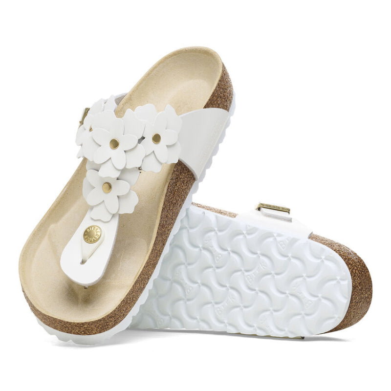 Birkenstock Gizeh Flowers Cuir Blanc - Régulier