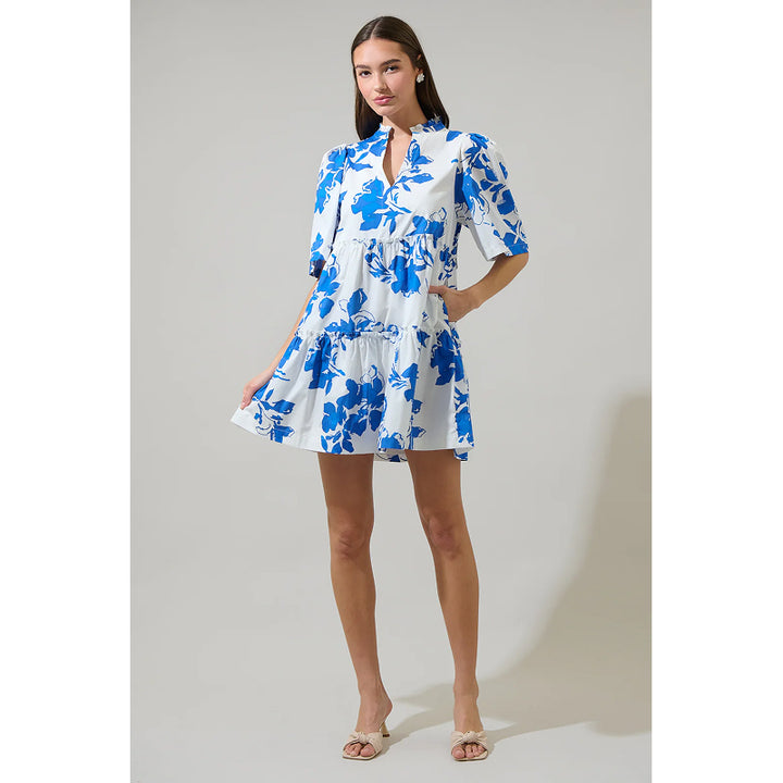Robe courte Aby Floral Dixie Sugarlips à encolure fendue