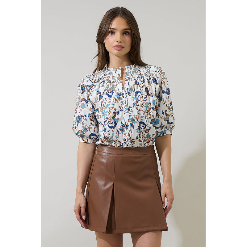 Haut Ralston Floral Blossom froncé à col montant Sugarlips