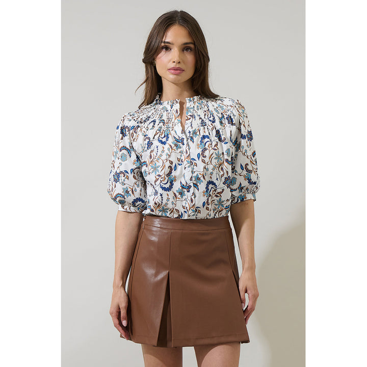 Haut Ralston Floral Blossom froncé à col montant Sugarlips