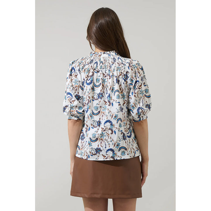Haut Ralston Floral Blossom froncé à col montant Sugarlips