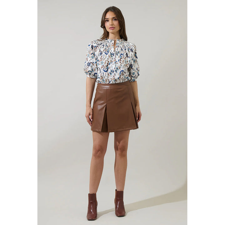 Haut Ralston Floral Blossom froncé à col montant Sugarlips